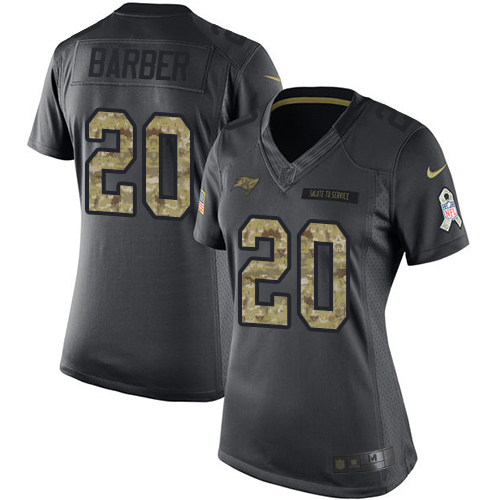 Women's Limited Ronde Barber Nike Jersey Black - #20 2016 Salute to Service NFL Tampa Bay Buccaneers